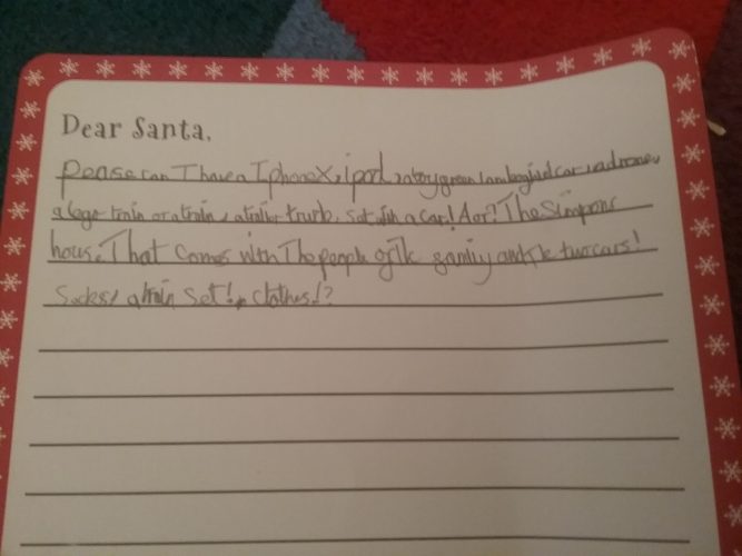 Thursday Elf on the shelf, letter to Santa