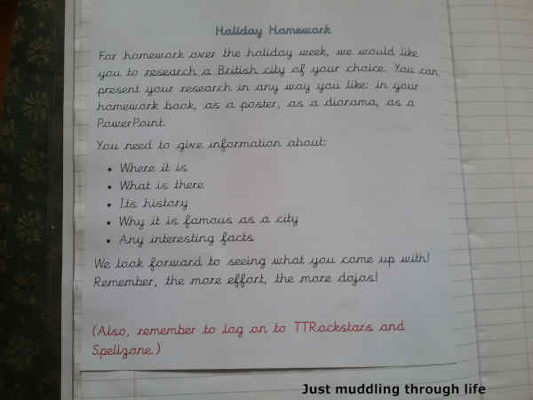 holiday homework