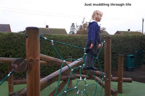 family daughter on climbing frame